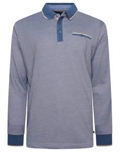 KAM Long Sleeve Raised Fabric Dobby Polo Indigo